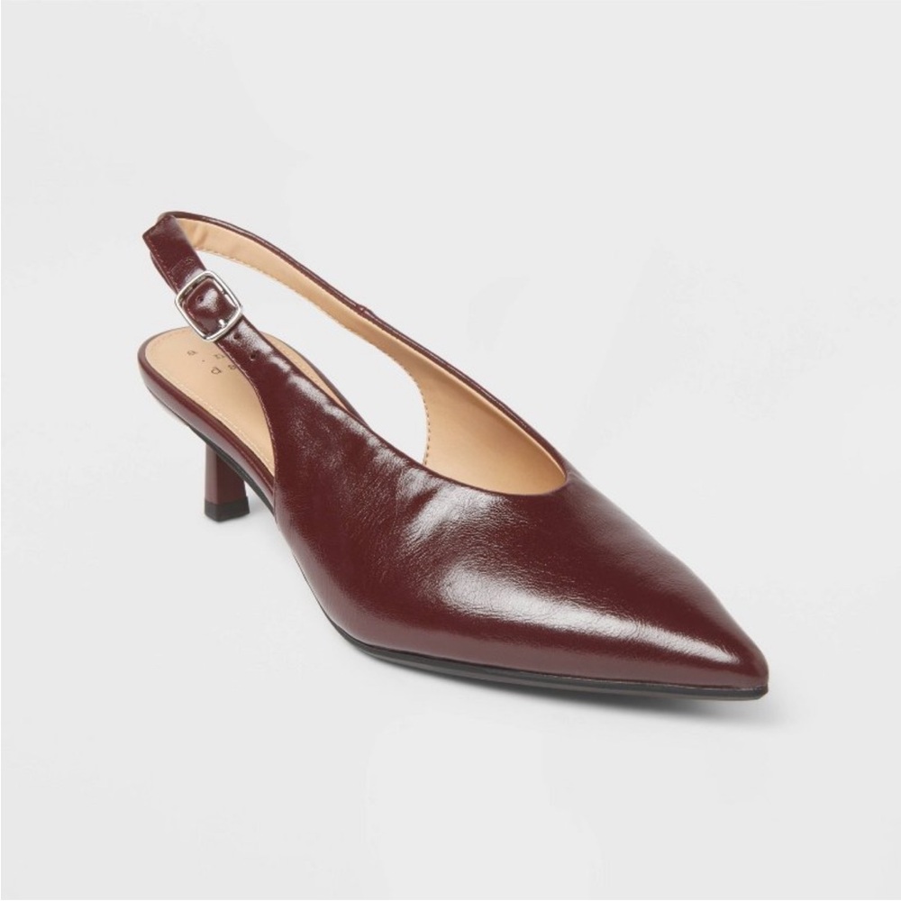 Women's Samantha Sling Back Kitten Heels - A New Day™ Burgundy 9.5 NWT